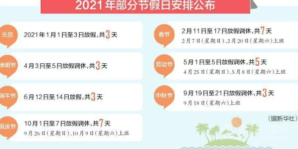 2021年假期安排及调休时间表详解与注意事项